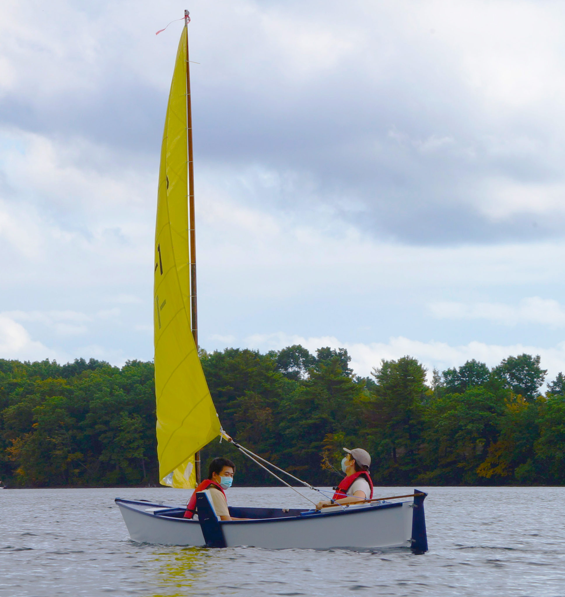 Courage the catboat under sail