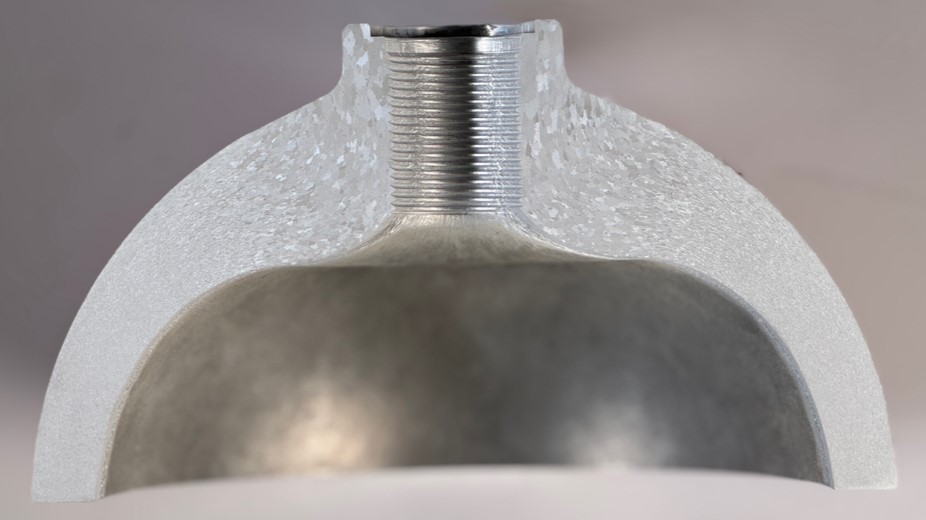 macro-etched cross section of SCUBA tank