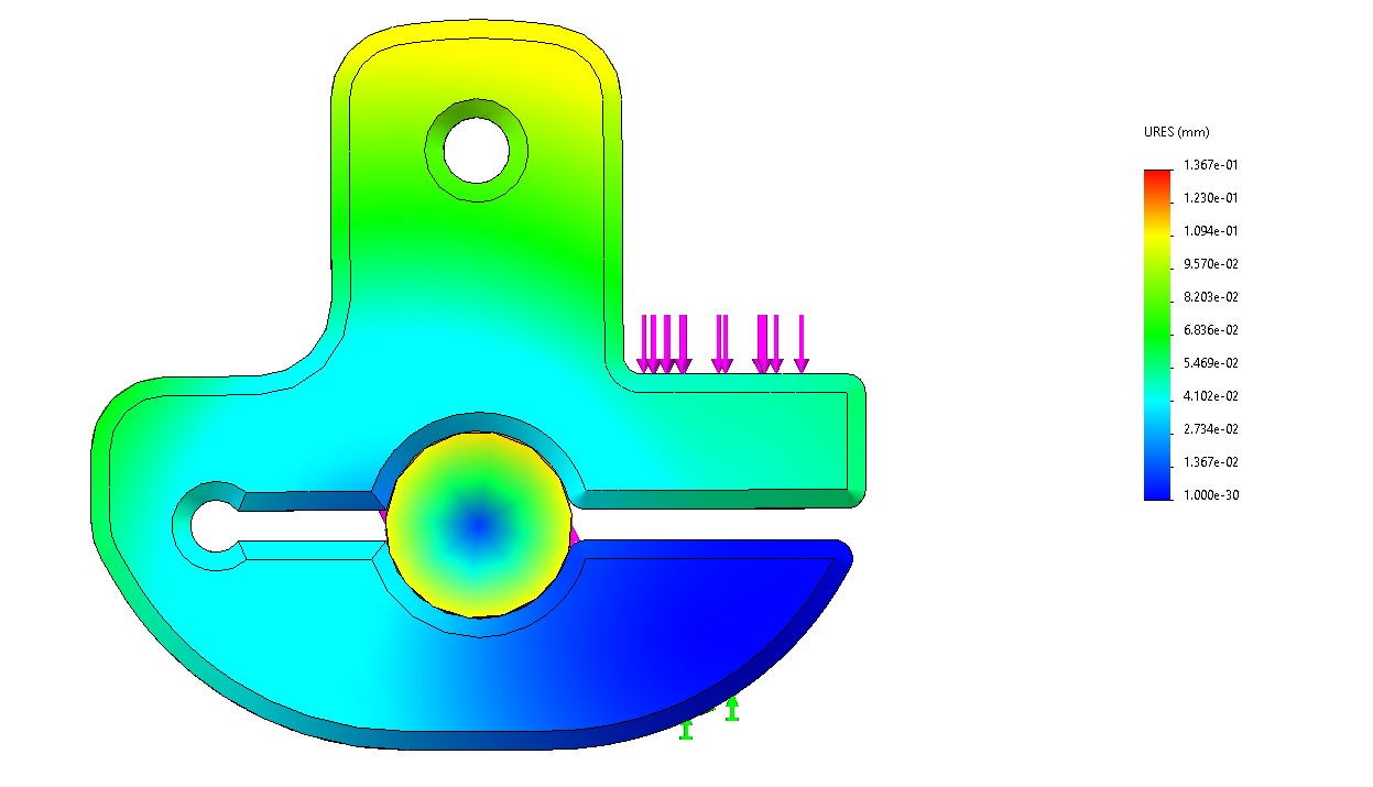 displacement plot for failed flexure