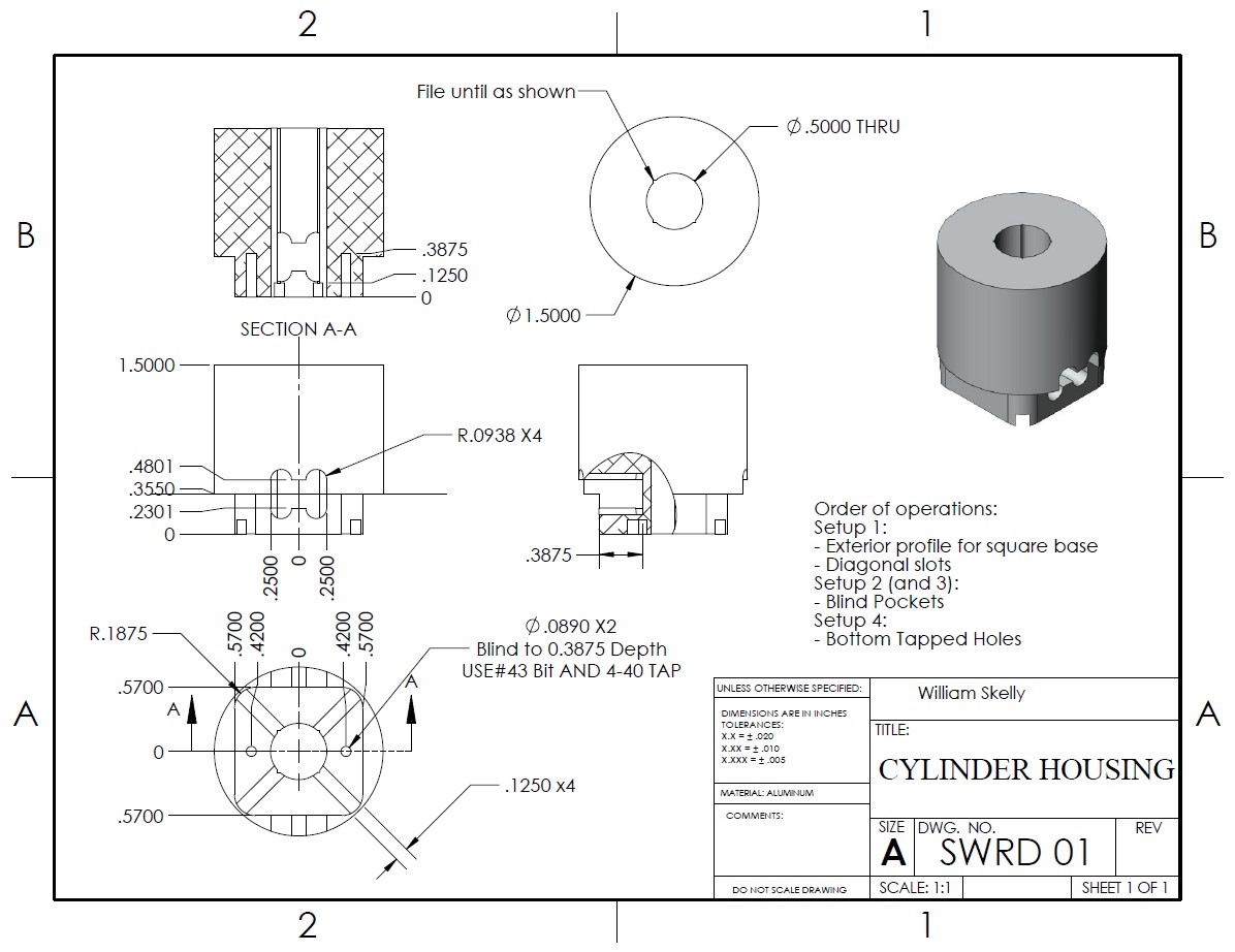 Machining drawing for puzzle part